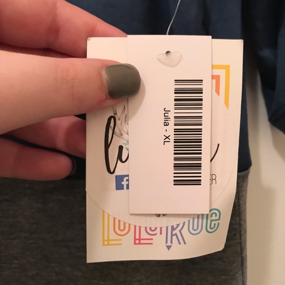 Lularoe Julia, colorblocked Navy and grey, XL, NWT - Picture 2 of 3
